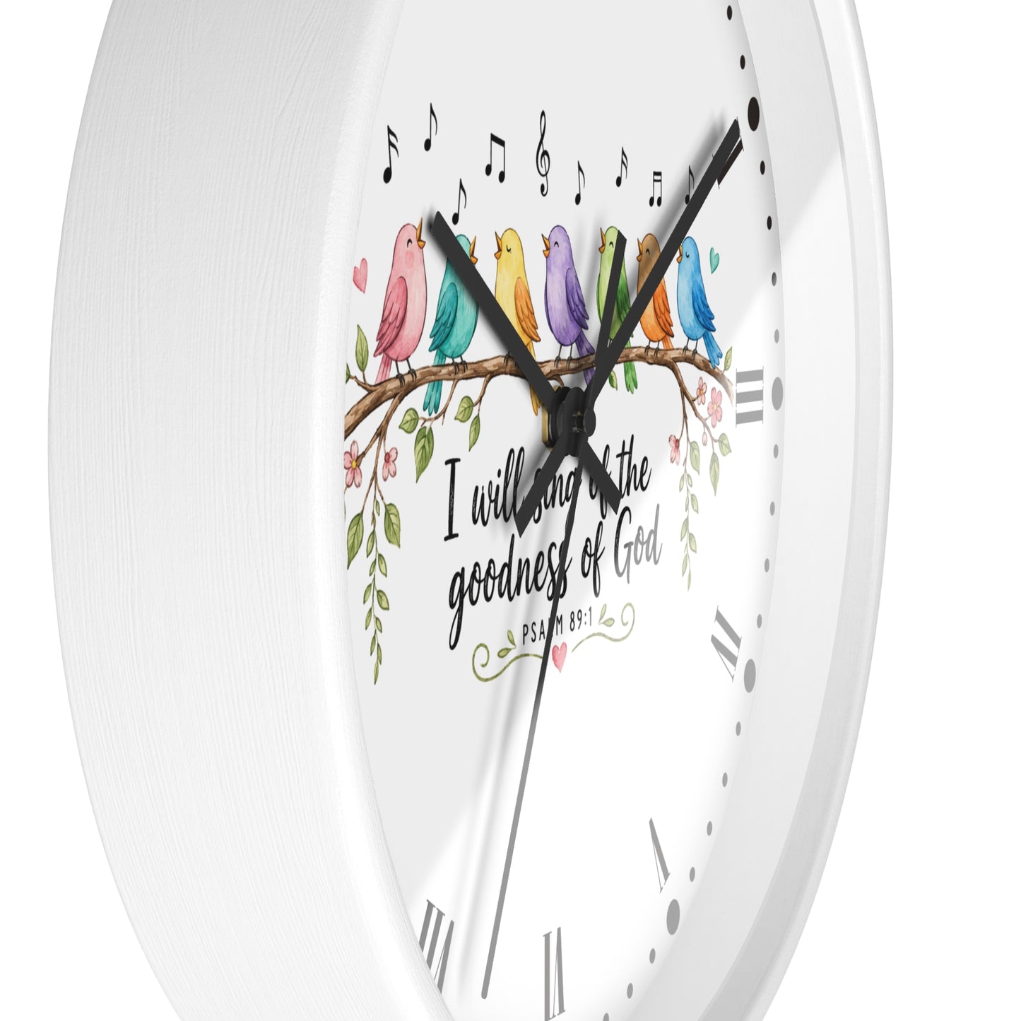 Bible Verse Bird Wall Clock — 'I Will Sing the Goodness of God'