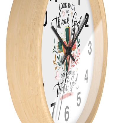 Look Forward And Trust Wall Clock —  Floral Cross Christian Home Decor