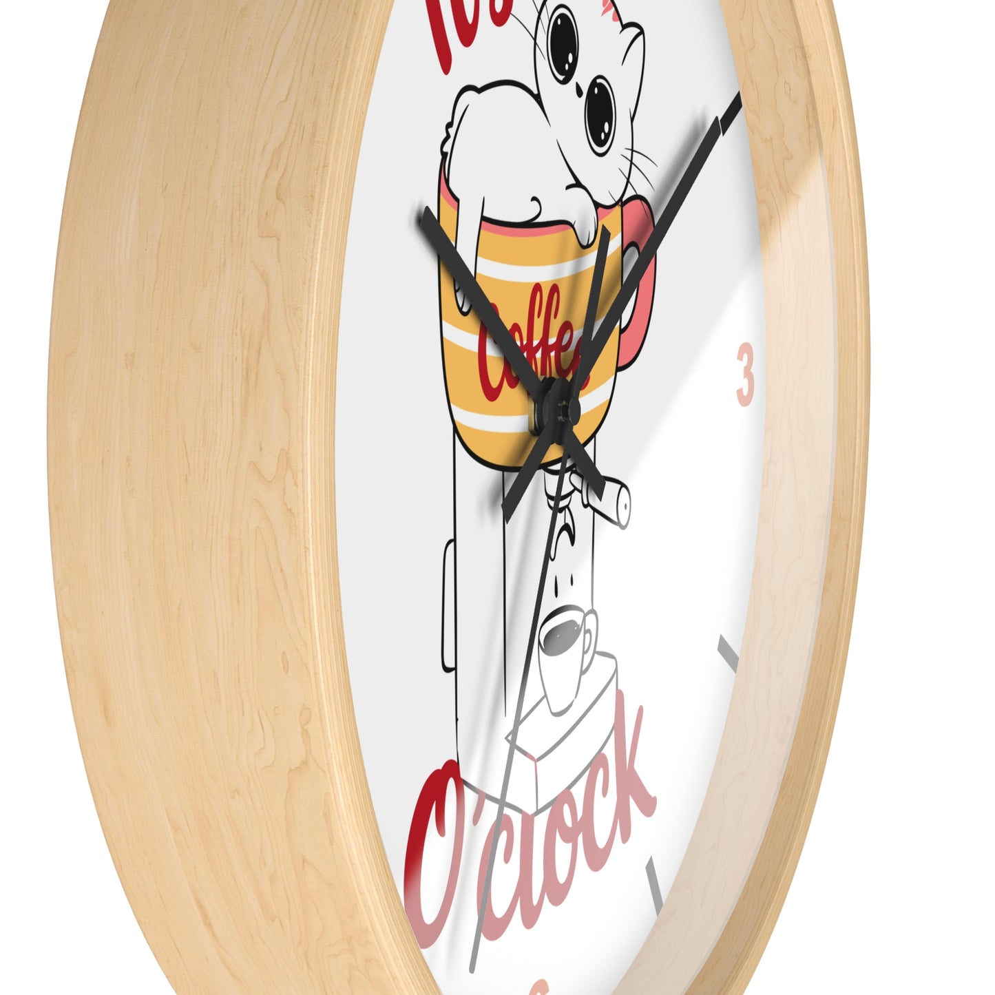 Cat Kitchen Wall Clock | " It's Coffee O'clock"