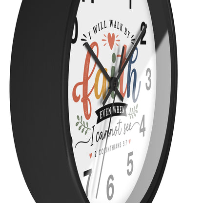 Walk By Faith Wall Clock — Christian Inspirational Home Decor