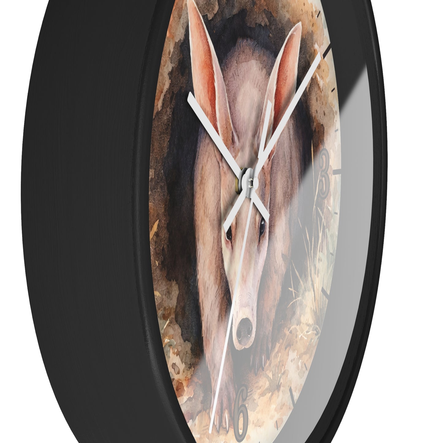 Aardvark Watercolor Wall Clock — Whimsical Safari Animal Home Decor