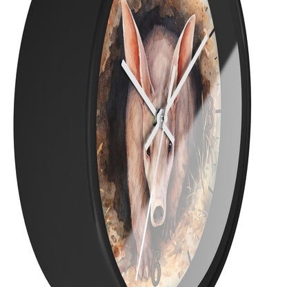 Aardvark Watercolor Wall Clock — Whimsical Safari Animal Home Decor