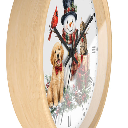 Christmas Snowman Clock — Holiday Dog & Cat Decor