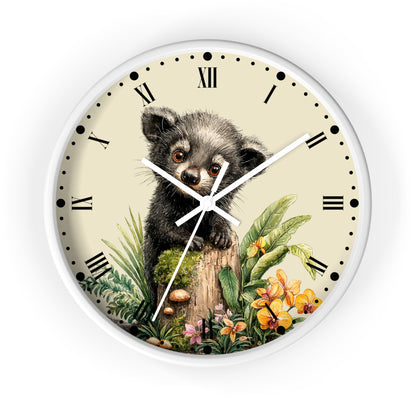 Baby Black Asian Palm Civet Wall Clock — Woodland Nursery Animal Decor