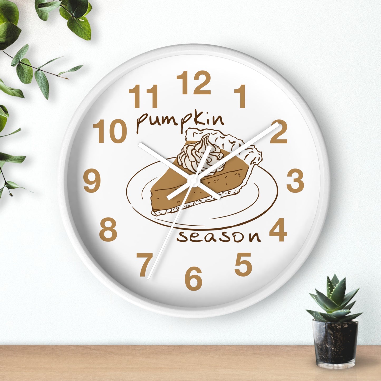 Pumpkin Pie Wall Clock — Autumn Fall Season Kitchen Decor