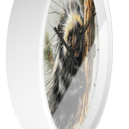 Porcupine Wall Clock — Wildlife Animal Decor for Nursery or Cabin