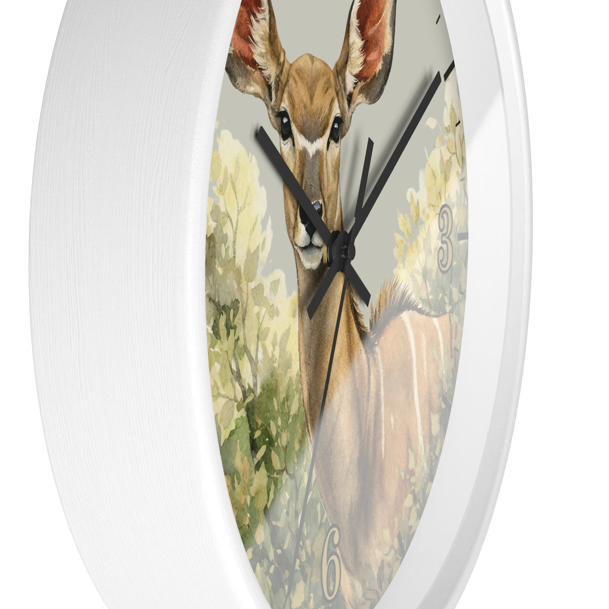 Jungle Greater Kudu Wall Clock — Rustic Antelope Safari Nursery Decor