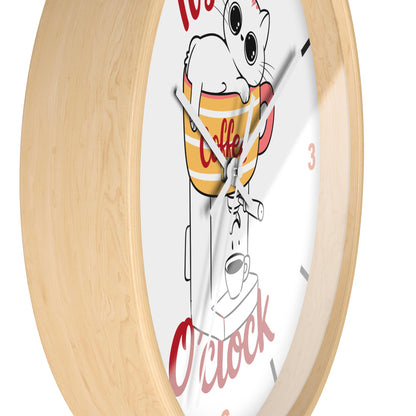 Cat Kitchen Wall Clock | " It's Coffee O'clock"