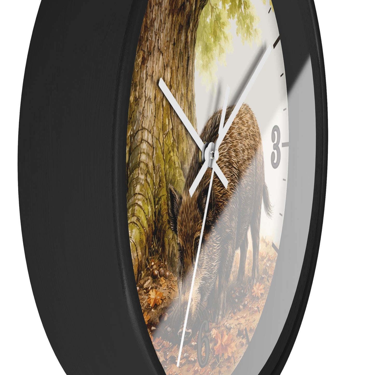 Wild Boar Forest Wall Clock — Rustic Woodland Home Decor