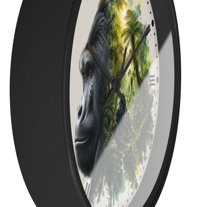 Gorilla Family Jungle Wall Clock — Tropical Primate Art