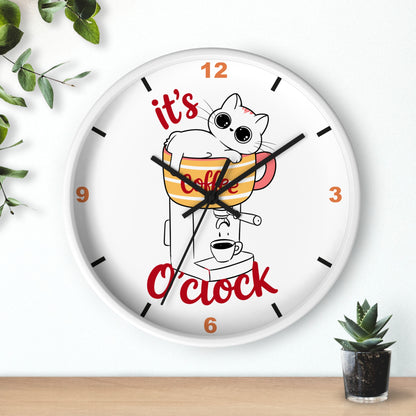 Cat Kitchen Wall Clock | " It's Coffee O'clock"