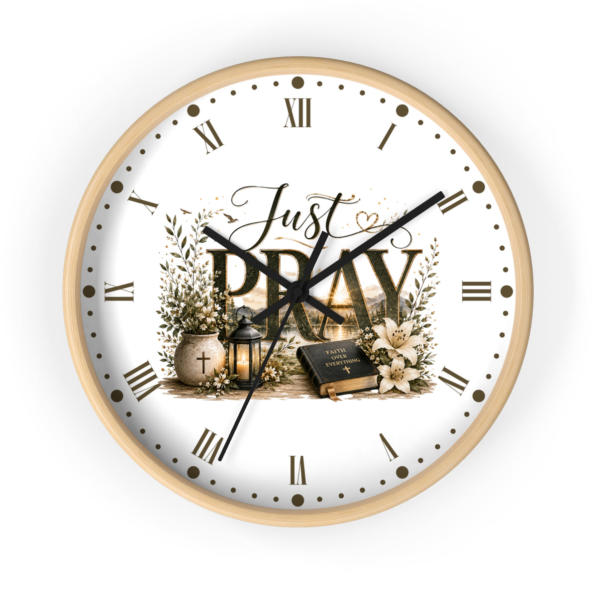 Just Pray Wall Clock — Inspirational Christian Home Decor Clock