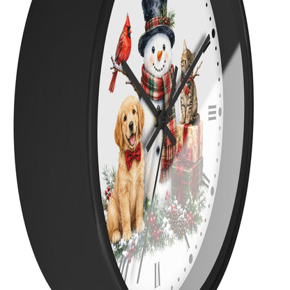 Christmas Snowman Clock — Holiday Dog & Cat Decor