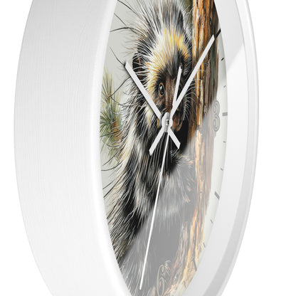 Porcupine Wall Clock — Wildlife Animal Decor for Nursery or Cabin