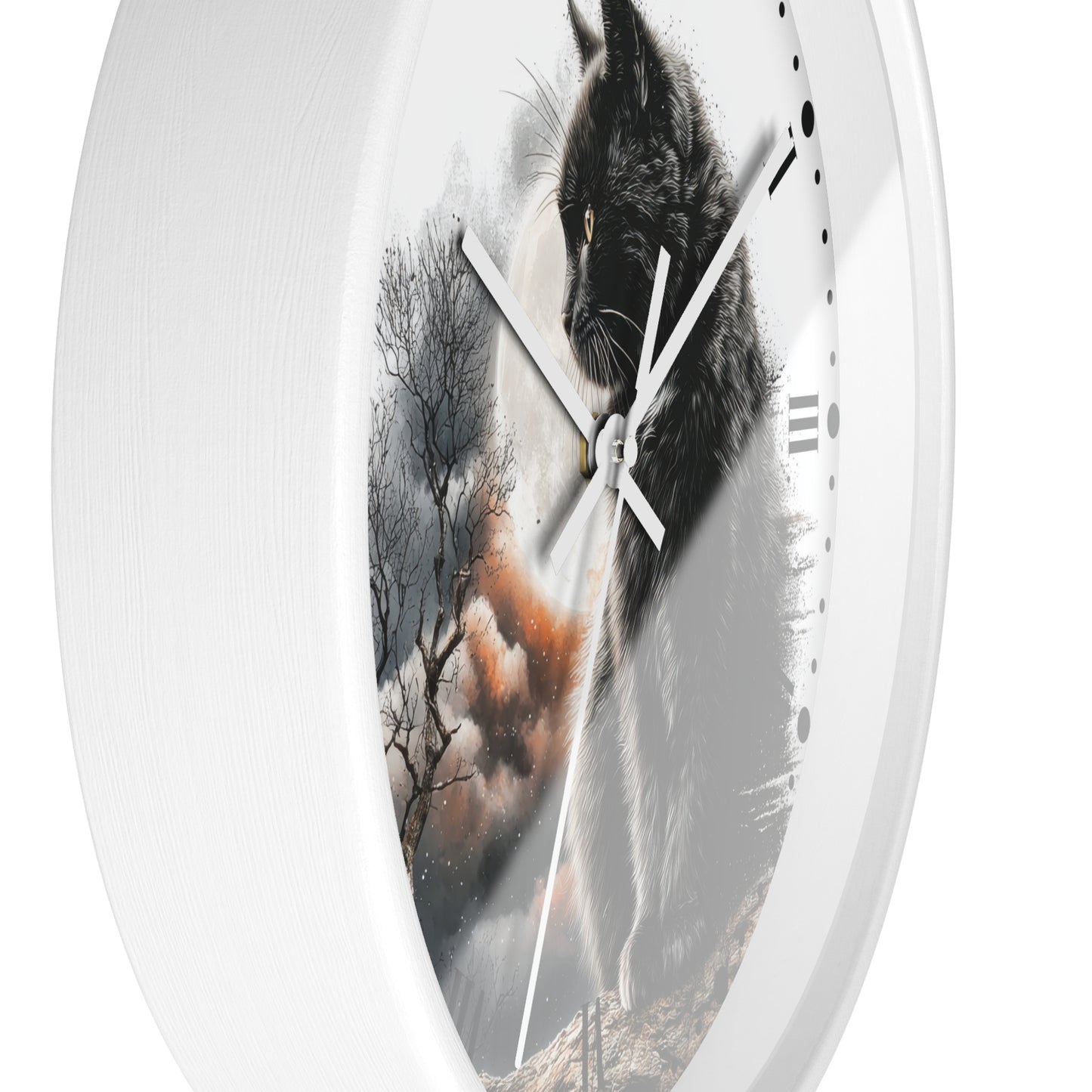 Black Cat Full Moon Wall Clock —  Cat Lovers Decor