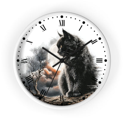 Black Cat Full Moon Wall Clock —  Cat Lovers Decor