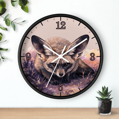 Fennec Fox Wall Clock — Desert Night Botanical Art Clock