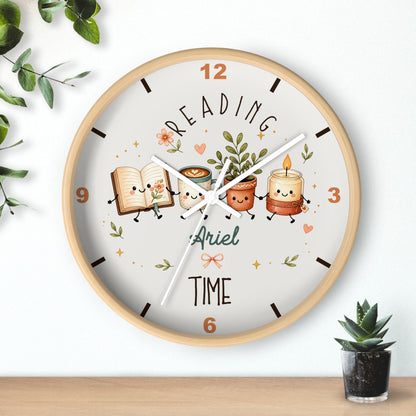 Reading Time Kids Wall Clock | Personalized Book Lover Decor (Custom Name)