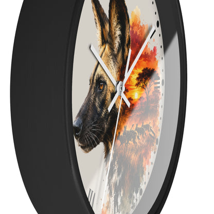 African Wild Dog Sunset Wall Clock — Safari Animal Home Decor
