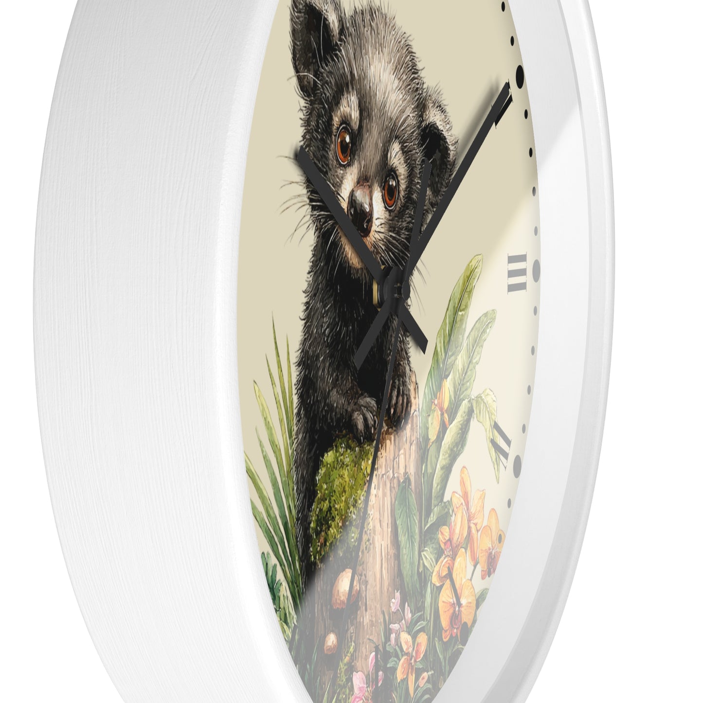 Baby Black Asian Palm Civet Wall Clock — Woodland Nursery Animal Decor