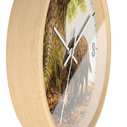 Wild Boar Forest Wall Clock — Rustic Woodland Home Decor