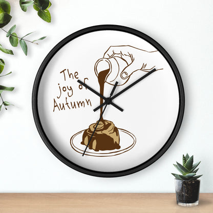 The Joy of Autumn Kitchen Wall Clock | Cozy Pumpkin Cinnamon Roll Decor