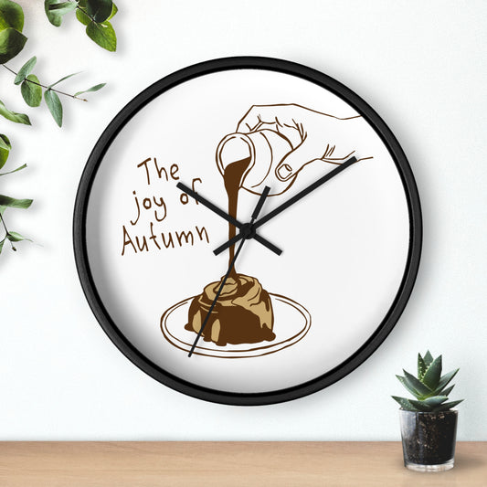 The Joy of Autumn Kitchen Wall Clock | Cozy Pumpkin Cinnamon Roll Decor
