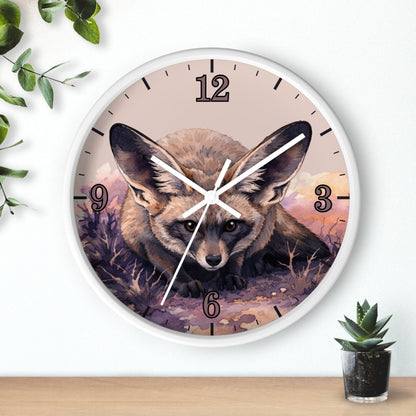 Fennec Fox Wall Clock — Desert Night Botanical Art Clock