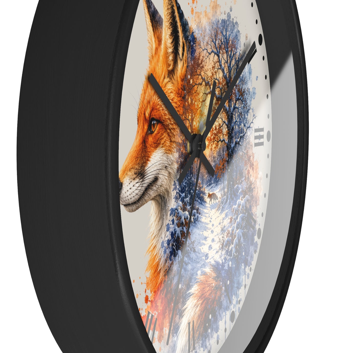 Winter Fox Wall Clock — Woodland Forest Animal Decor