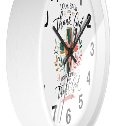 Look Forward And Trust Wall Clock —  Floral Cross Christian Home Decor