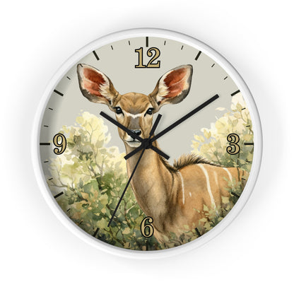 Jungle Greater Kudu Wall Clock — Rustic Antelope Safari Nursery Decor