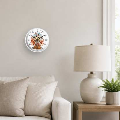 Autumn Cross Wall Clock — Faith Decor with Flying Ducks & Fall Leaves