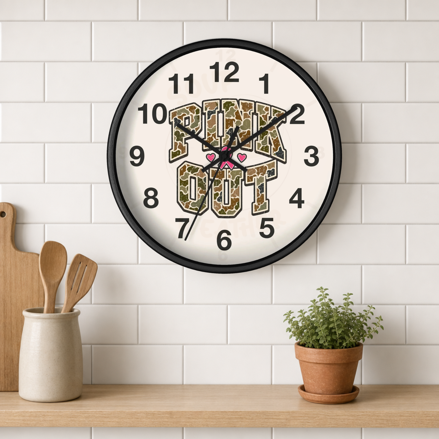 Camo Pink Out Wall Clock — Breast Cancer Awareness Gift