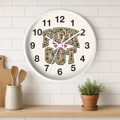 Camo Pink Out Wall Clock — Breast Cancer Awareness Gift