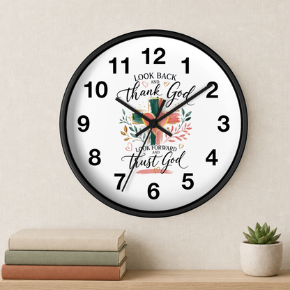 Look Forward And Trust Wall Clock —  Floral Cross Christian Home Decor