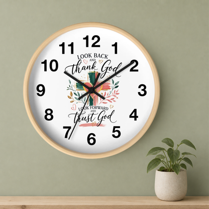 Look Forward And Trust Wall Clock —  Floral Cross Christian Home Decor