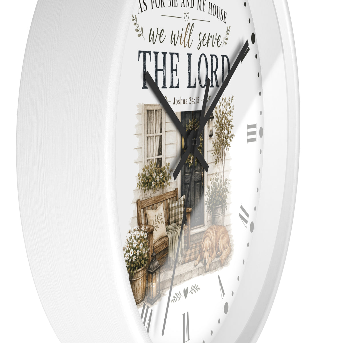 Rustic Farmhouse Bible Verse Wall Clock — “As For Me and My House We Will Serve The Lord”