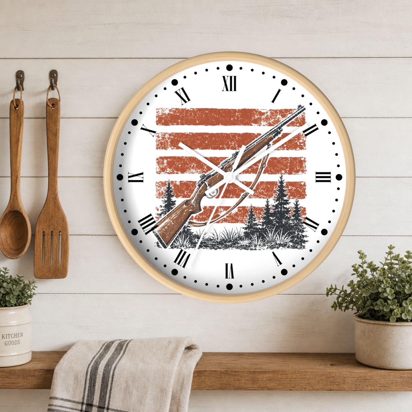 Hunting Rifle Wall Clock — Rustic American Outdoorsman Decor