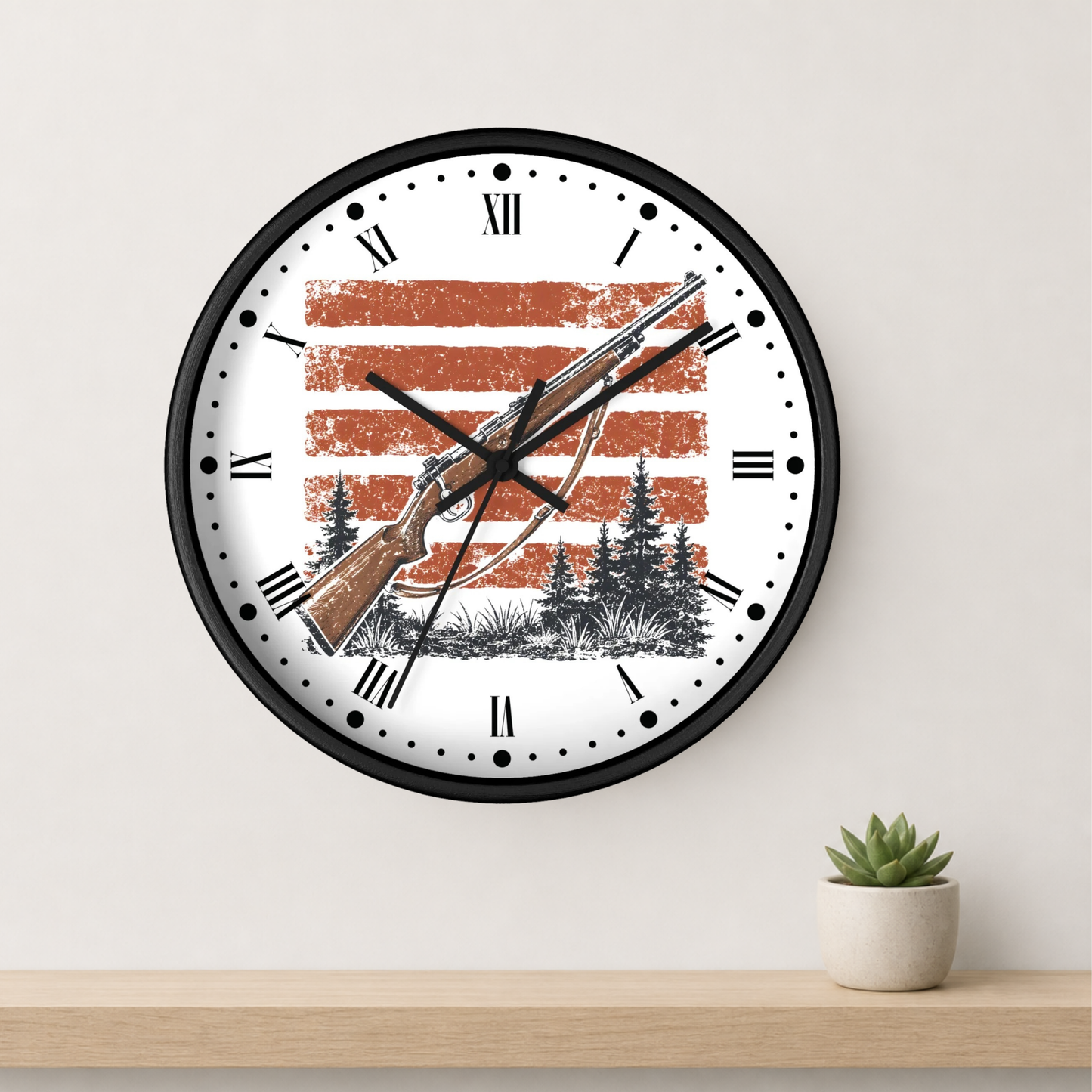 Hunting Rifle Wall Clock — Rustic American Outdoorsman Decor