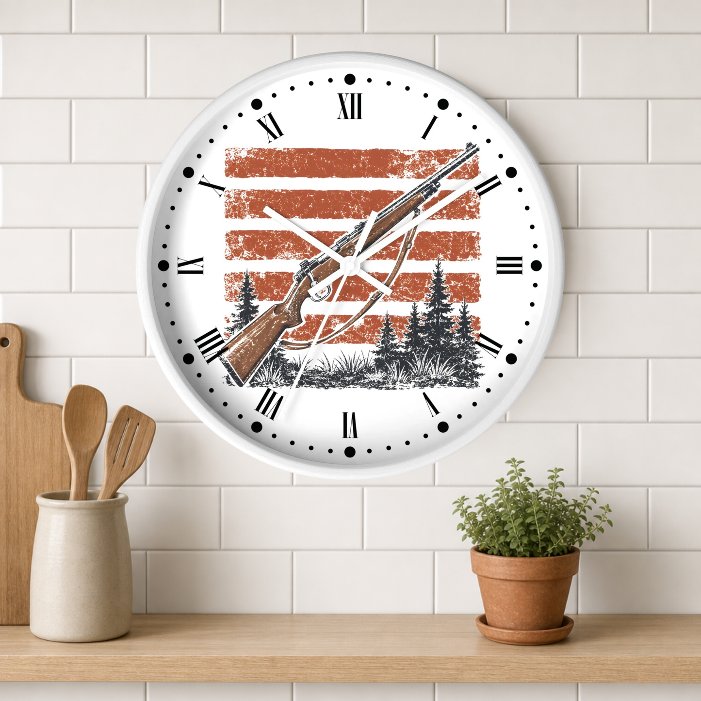 Hunting Rifle Wall Clock — Rustic American Outdoorsman Decor