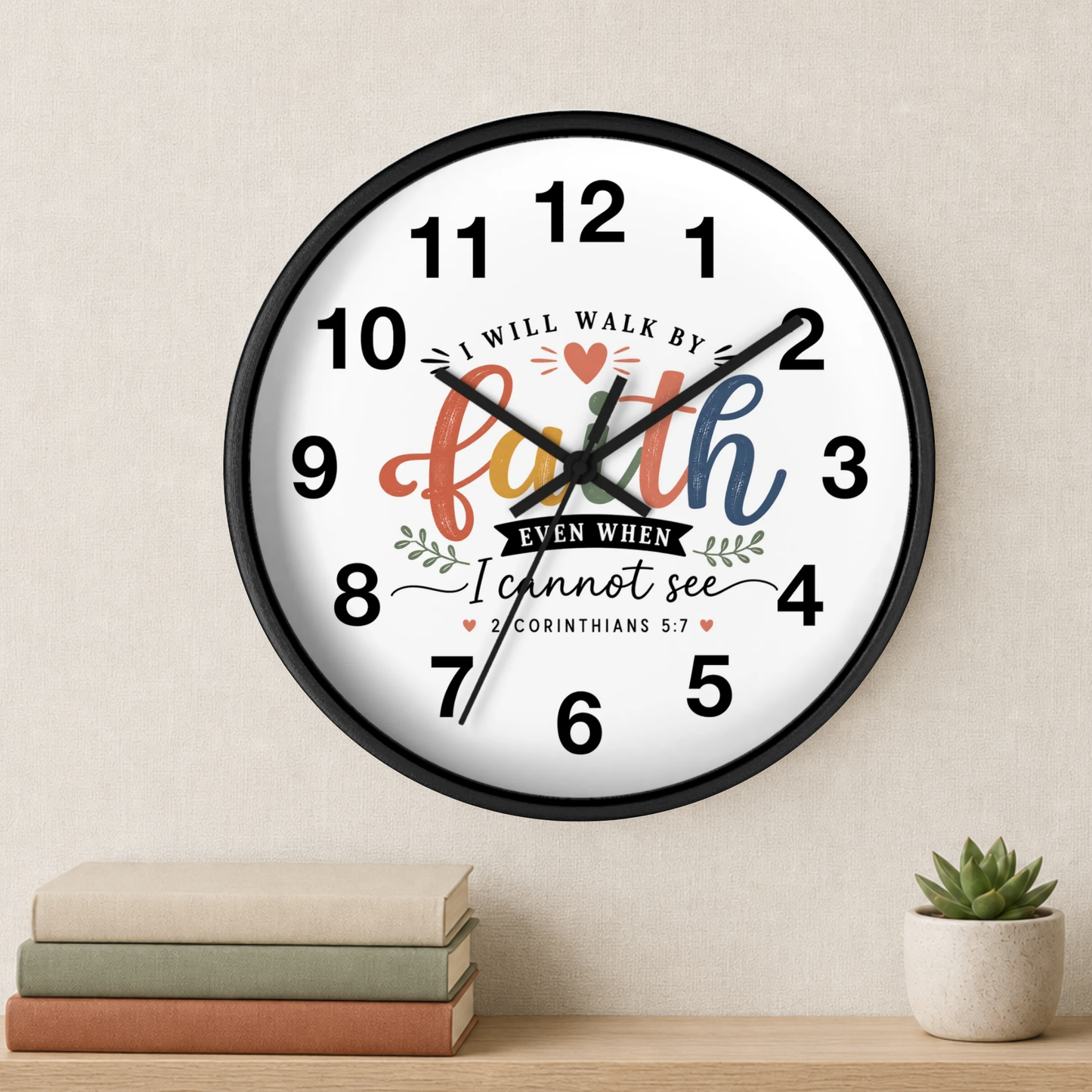 Walk By Faith Wall Clock — Christian Inspirational Home Decor