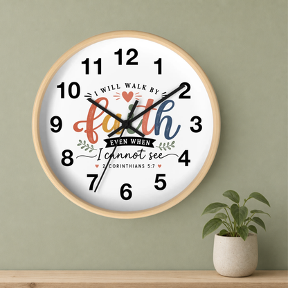 Walk By Faith Wall Clock — Christian Inspirational Home Decor