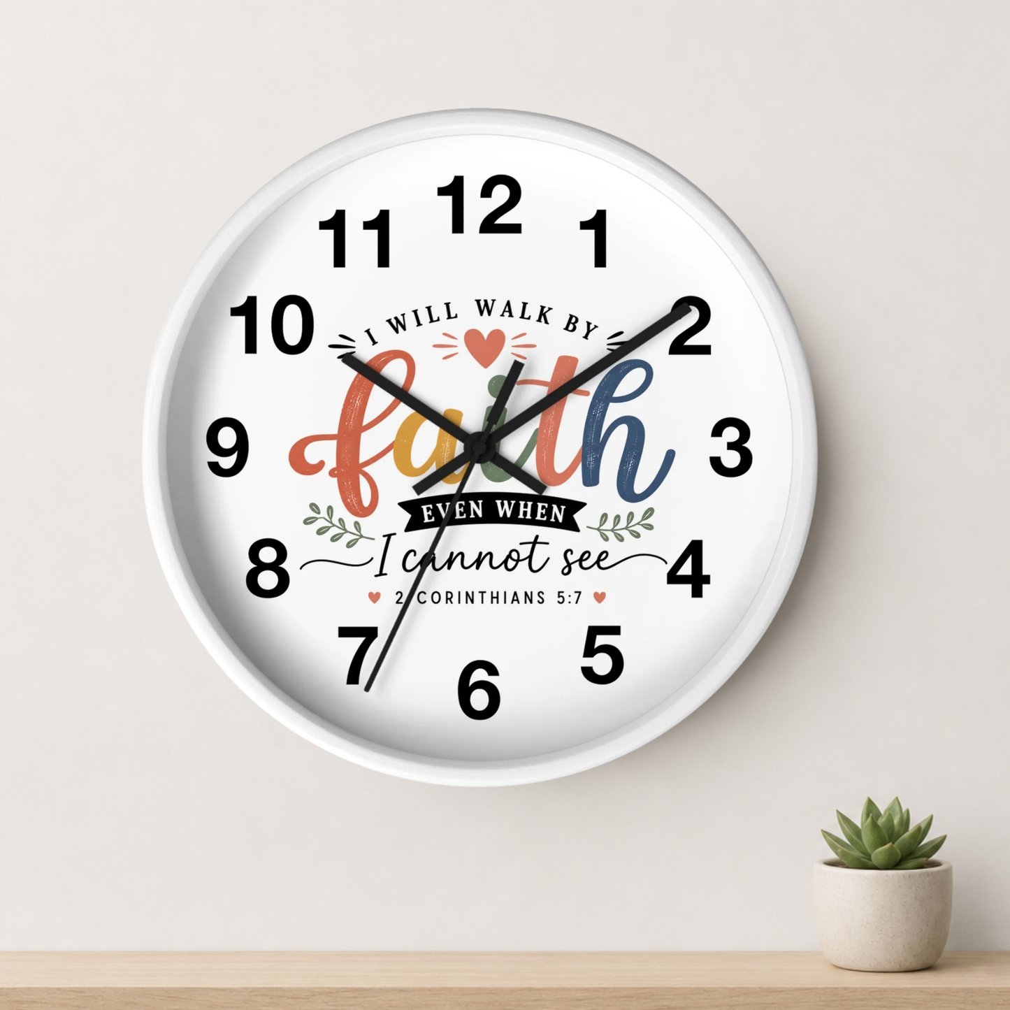 Walk By Faith Wall Clock — Christian Inspirational Home Decor