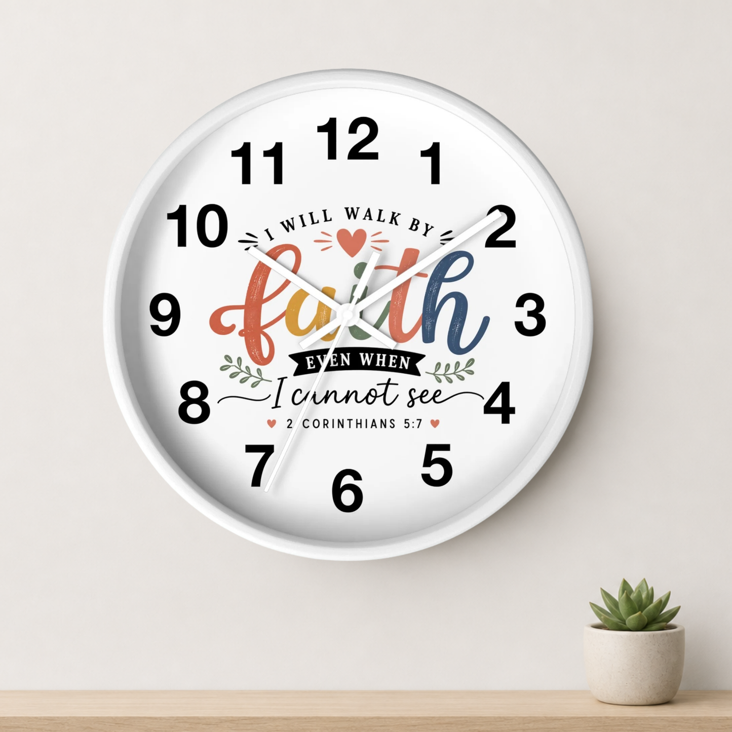 Walk By Faith Wall Clock — Christian Inspirational Home Decor